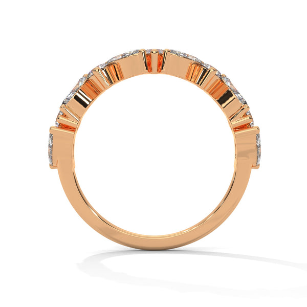 Radiant Harmony: Marquise & Round Lab Grown Diamond Gold Ring