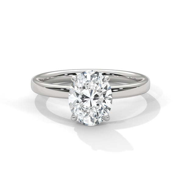 Elegant Oval Solitaire Lab Grown Diamond Gold Ring