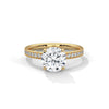 Four-Prong Cathedral Set Round Pave Lab Grown Diamond Gold Ring