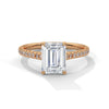 Emerald Cut Lab Grown Diamond Gold Ring Sleek Pave Band Engagement Ring