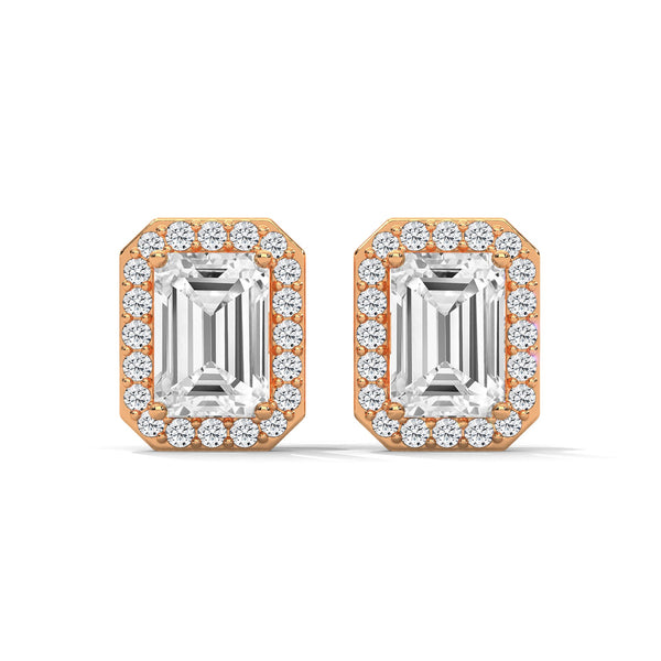 Emerald Radiance Lab Grown Diamond Gold Earrings