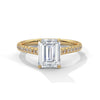 Emerald Cut Lab Grown Diamond Gold Ring Sleek Pave Band Engagement Ring