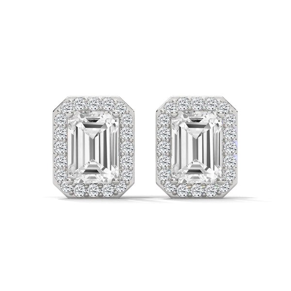 Emerald Radiance Lab Grown Diamond Gold Earrings