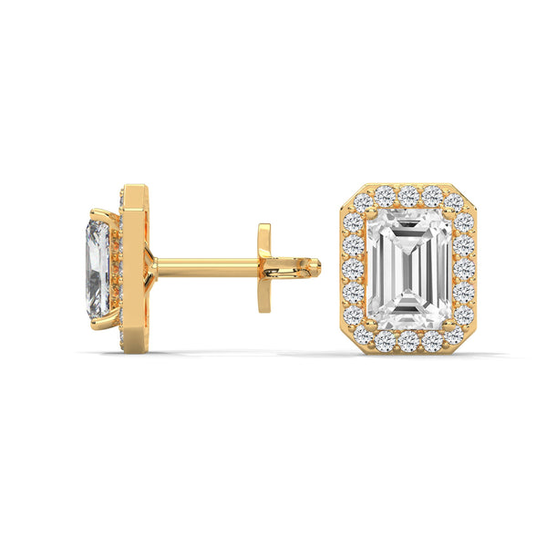 Emerald Radiance Lab Grown Diamond Gold Earrings
