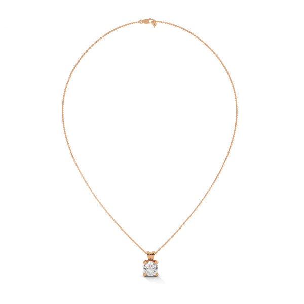 Round Lab Grown Diamond Gold Pendant Chain with Round Cut Lab Grown Diamond