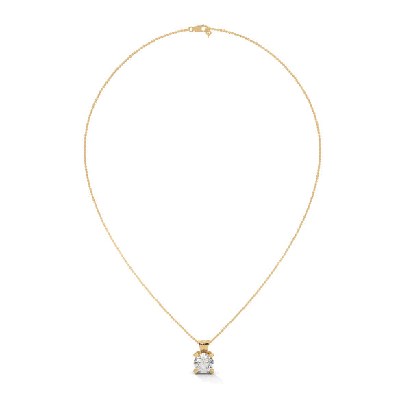 Round Lab Grown Diamond Gold Pendant Chain with Round Cut Lab Grown Diamond