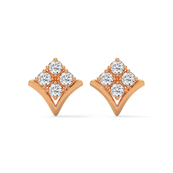 Radiant Charm Lab Grown Diamond V-Shape Gold Stud Earrings