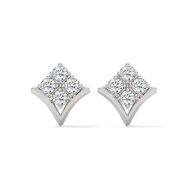 Radiant Charm Lab Grown Diamond V-Shape Gold Stud Earrings