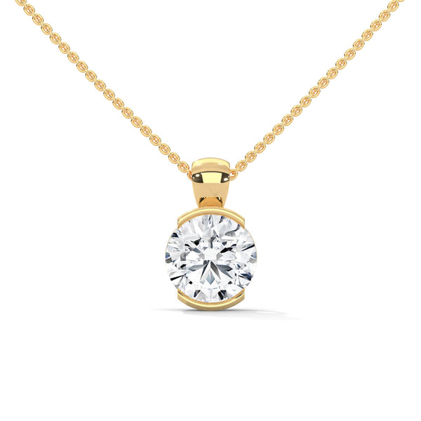 Lab Grown Diamond Half-Bezel Gold Pendant Chain