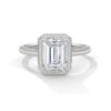 Emerald Cut Lab Grown Diamond Halo Gold Ring