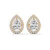 Teardrop Halo Grace: Lab Grown Diamond Gold Stud Earrings"