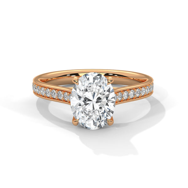 Oval Cut Double Row Pave Engagement Ring
