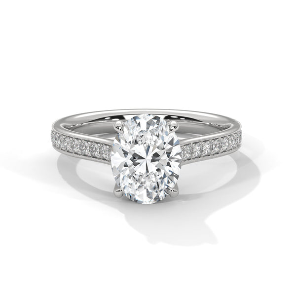 Oval Cut Double Row Pave Engagement Ring