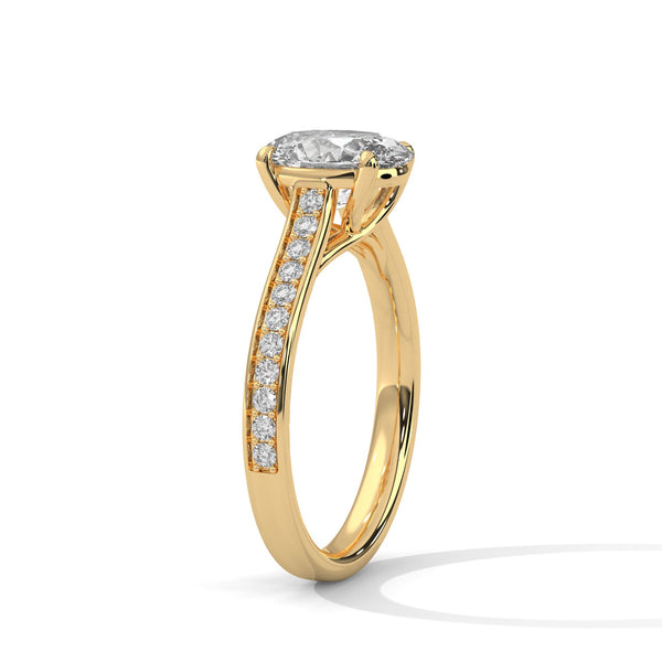 Oval Cut Double Row Pave Engagement Ring