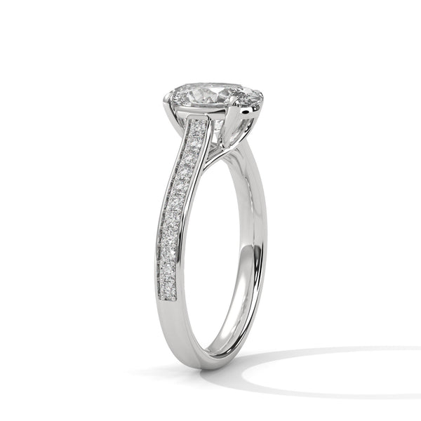 Oval Cut Double Row Pave Engagement Ring