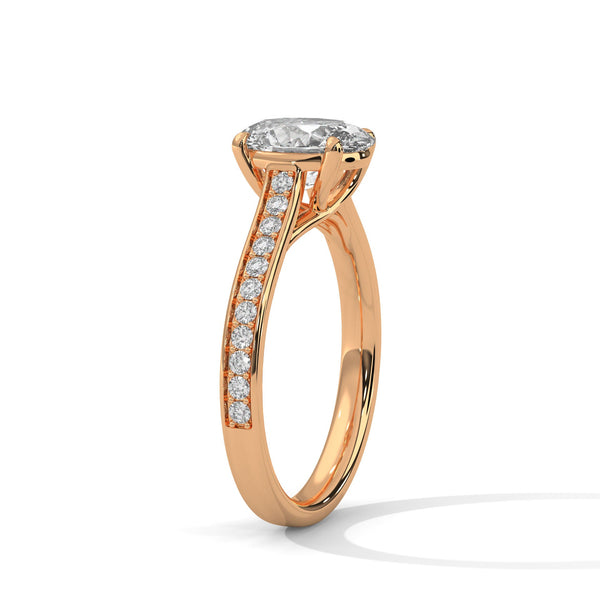 Oval Cut Double Row Pave Engagement Ring