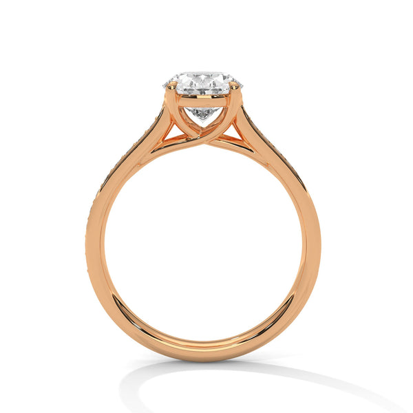 Oval Cut Double Row Pave Engagement Ring