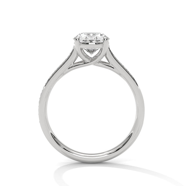 Oval Cut Double Row Pave Engagement Ring