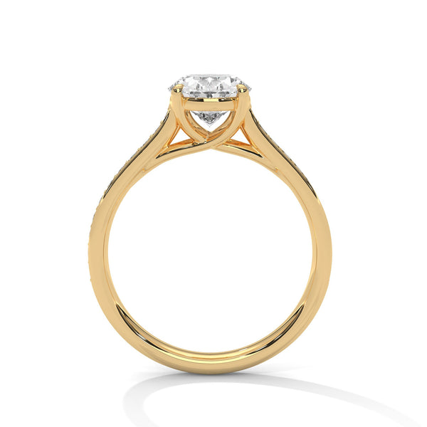 Oval Cut Double Row Pave Engagement Ring