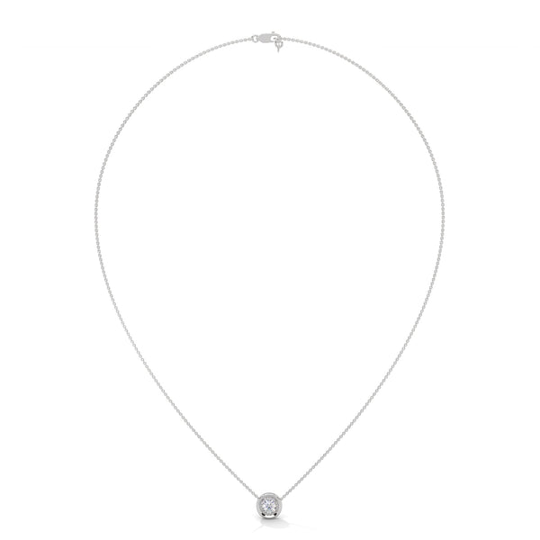 Textured Inner Design round cut Lab Grown Diamond Gold Pendant Chain