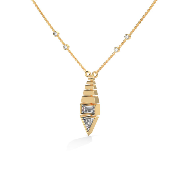 Modern Majesty: Lab Grown Diamond Geometric Gold Pendant Chain