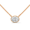 Round Bezel Lab Grown Diamond Gold Pendant Chain