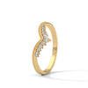 V-shaped gold band with row of round-cut lab grown diamonds