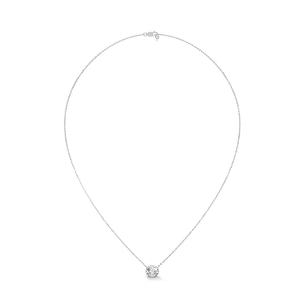 Round Bezel Lab Grown Diamond Gold Pendant Chain