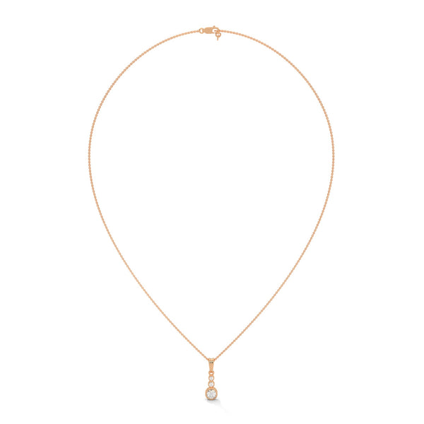Modern elegance shines through the Trinity Radiance Pendant, featuring a graceful cascade of bezel-set diamonds in a sleek gold design.