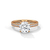 Four-Prong Cathedral Set Round Pave Lab Grown Diamond Gold Ring