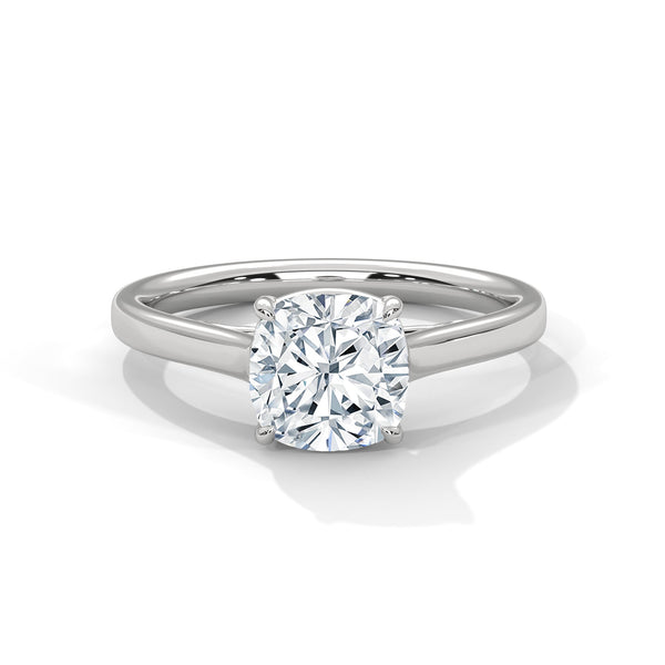 Cushion Cut Lab Grown Diamond Solitaire Gold Ring