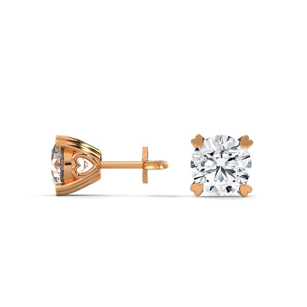Round Prong Elegance Lab Grown Diamond Gold Stud Earrings