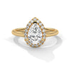 Pear Halo Lab Grown Diamond Gold Ring with Micro Pave Accent Stone