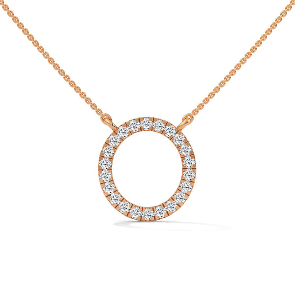 Eternal Circle Lab Grown Diamond Halo Gold Pendant Chain