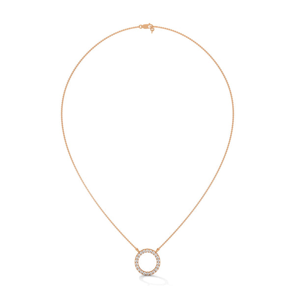 Eternal Circle Lab Grown Diamond Halo Gold Pendant Chain