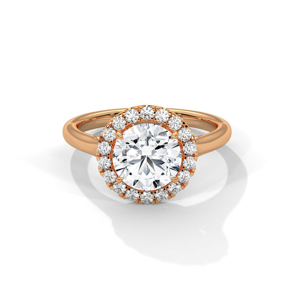 Classic Halo with Brilliant Round Center Lab Grown Diamond Gold Ring