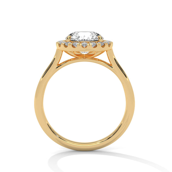 Classic Halo with Brilliant Round Center Lab Grown Diamond Gold Ring
