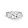 Round Center with Baguette Side Lab Grown Diamond Gold Ring
