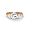 Round Center with Baguette Side Lab Grown Diamond Gold Ring