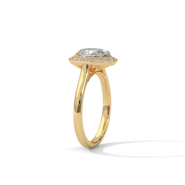 Oval Cut Halo Set Lab Grown Diamond Gold Ring