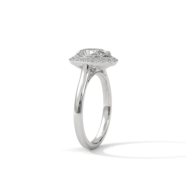 Oval Cut Halo Set Lab Grown Diamond Gold Ring
