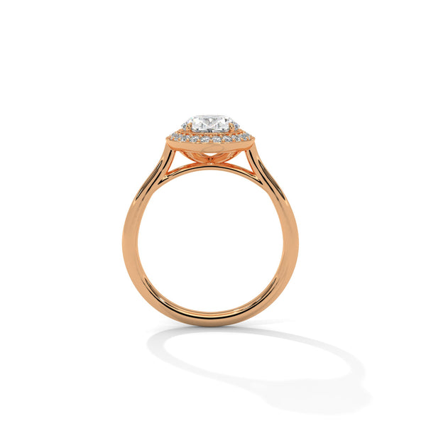 Oval Cut Halo Set Lab Grown Diamond Gold Ring