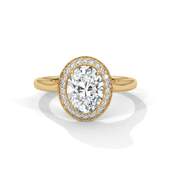 Oval Cut Halo Set Lab Grown Diamond Gold Ring