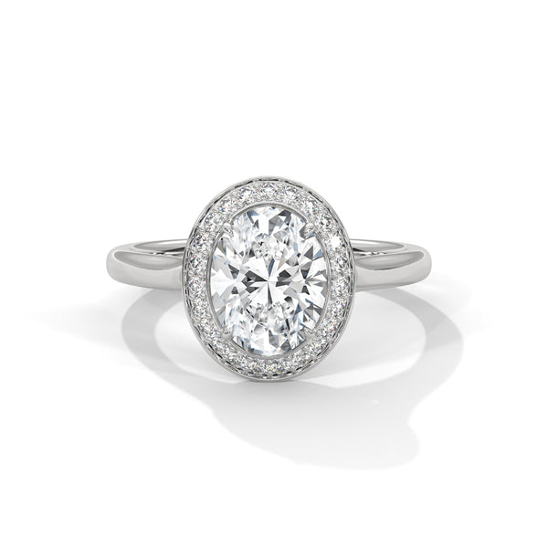 Oval Cut Halo Set Lab Grown Diamond Gold Ring