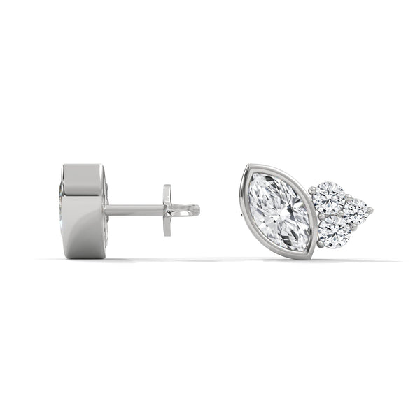 Leaf Whisper Marquise Lab Grown Diamond Gold Earrings