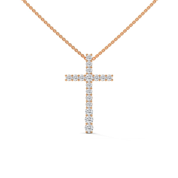 Faith & Brilliance Lab Grown Diamond Cross Gold Pendant Chain