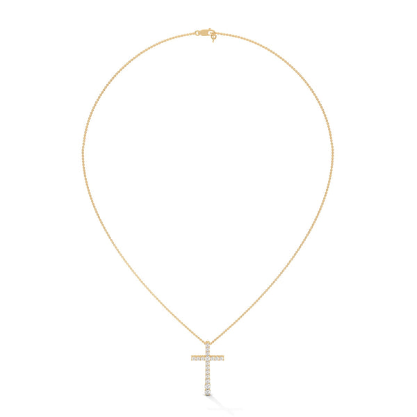 Faith & Brilliance Lab Grown Diamond Cross Gold Pendant Chain