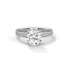 Four-Prong Cathedral Set Round Pave Lab Grown Diamond Gold Ring