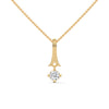 An elegant tribute to timeless style, the Golden Grace Solitaire Pendant highlights a brilliant diamond beneath a flowing gold ribbon-inspired bail.