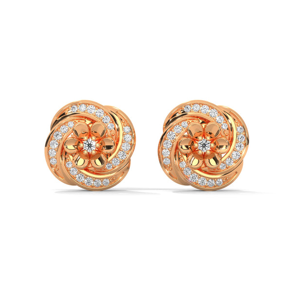 Delicate floral design meets sparkling elegance in these captivating gold diamond studs.
